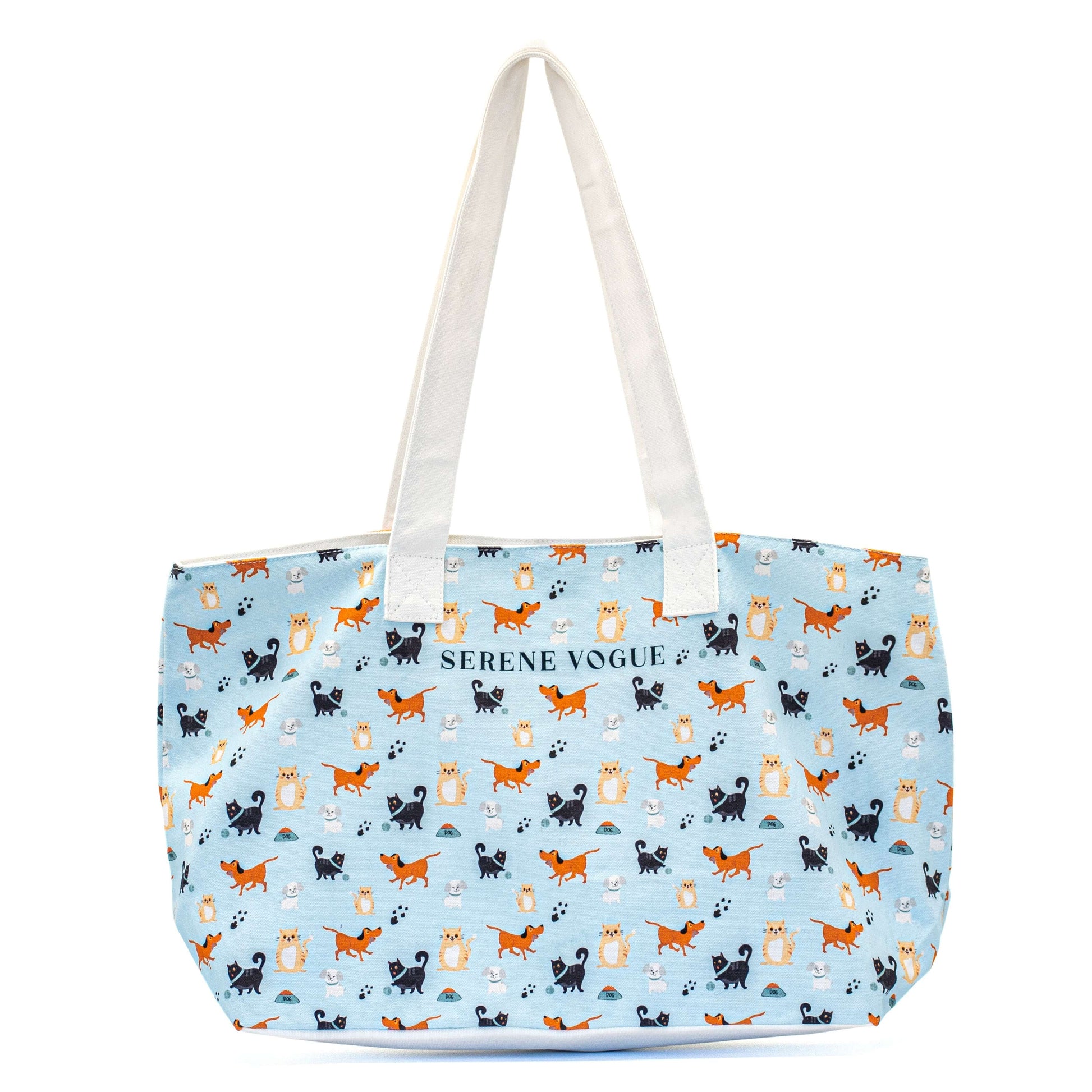 Pup Parade Cat Couture Shoulder Bag with dog and cat parade print by Serene Vogue