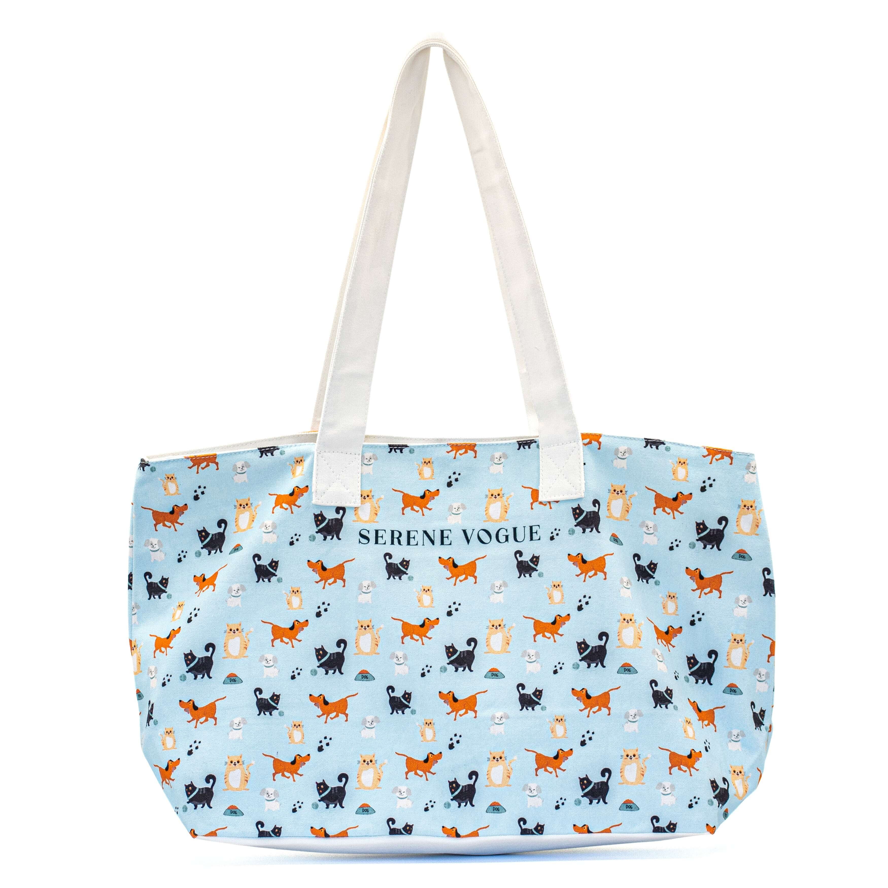 Pup Parade Cat Couture Shoulder Bag with dog and cat parade print by Serene Vogue