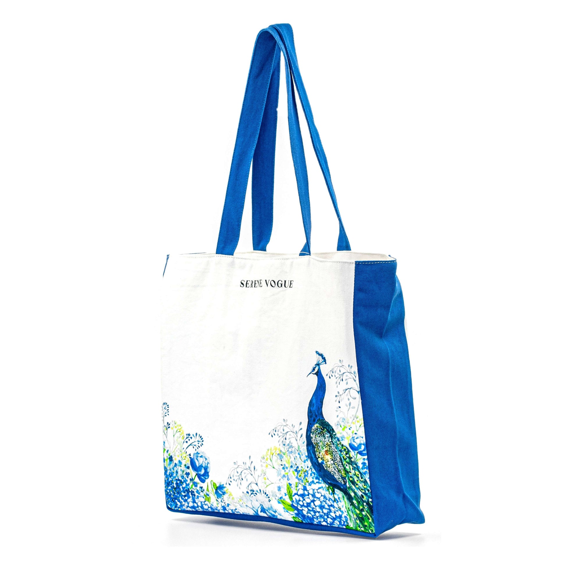 Peacock Panache Shoulder Bag with teal, gold, and emerald hand embroidery on premium canvas by Serene Vogue