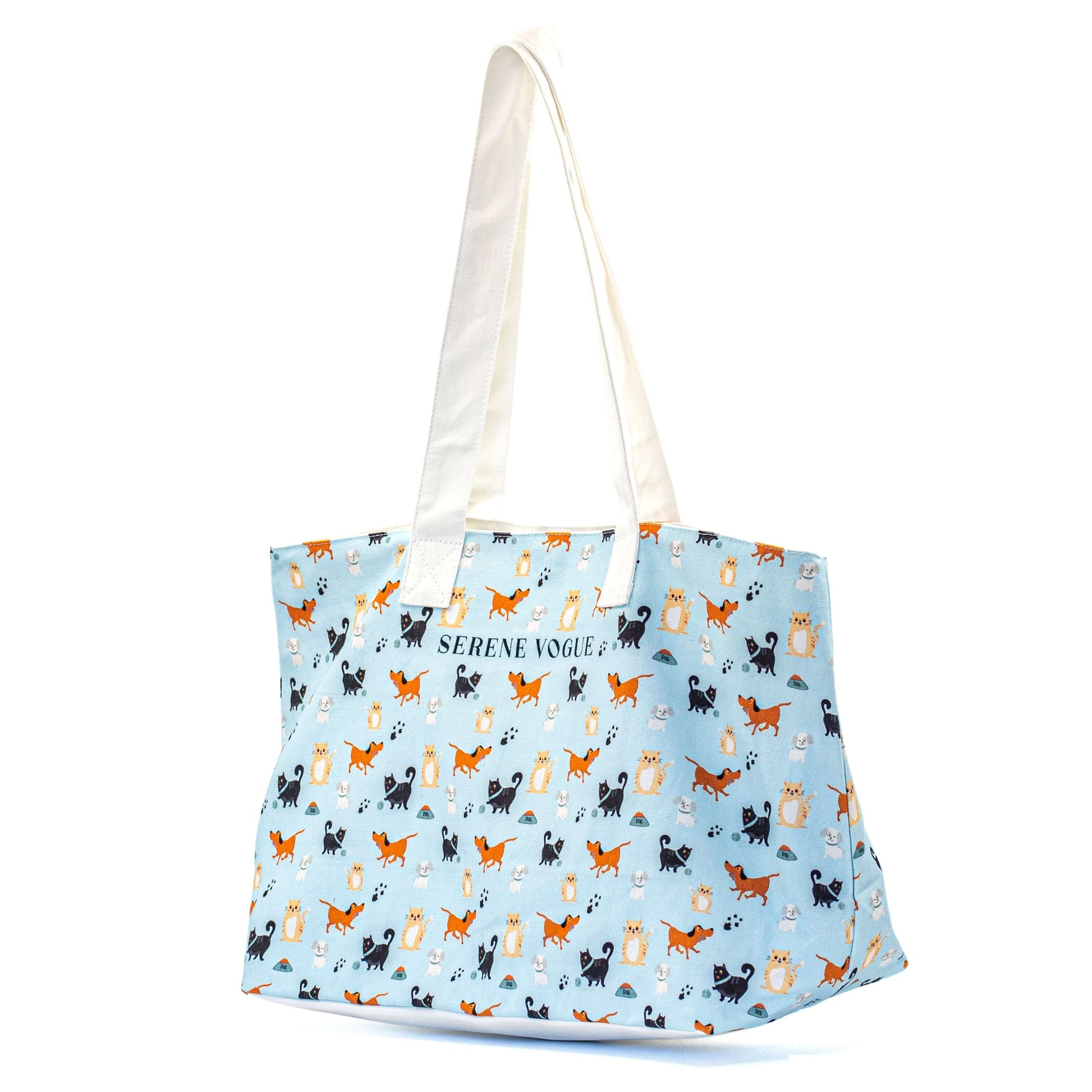 Pup Parade Cat Couture Shoulder Bag with dog and cat parade print by Serene Vogue