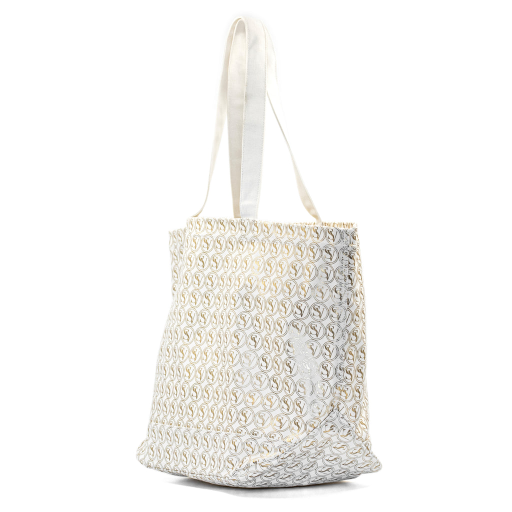 Silent Giant Carryall Bag with gold SV pattern and basket shape by Serene Vogue