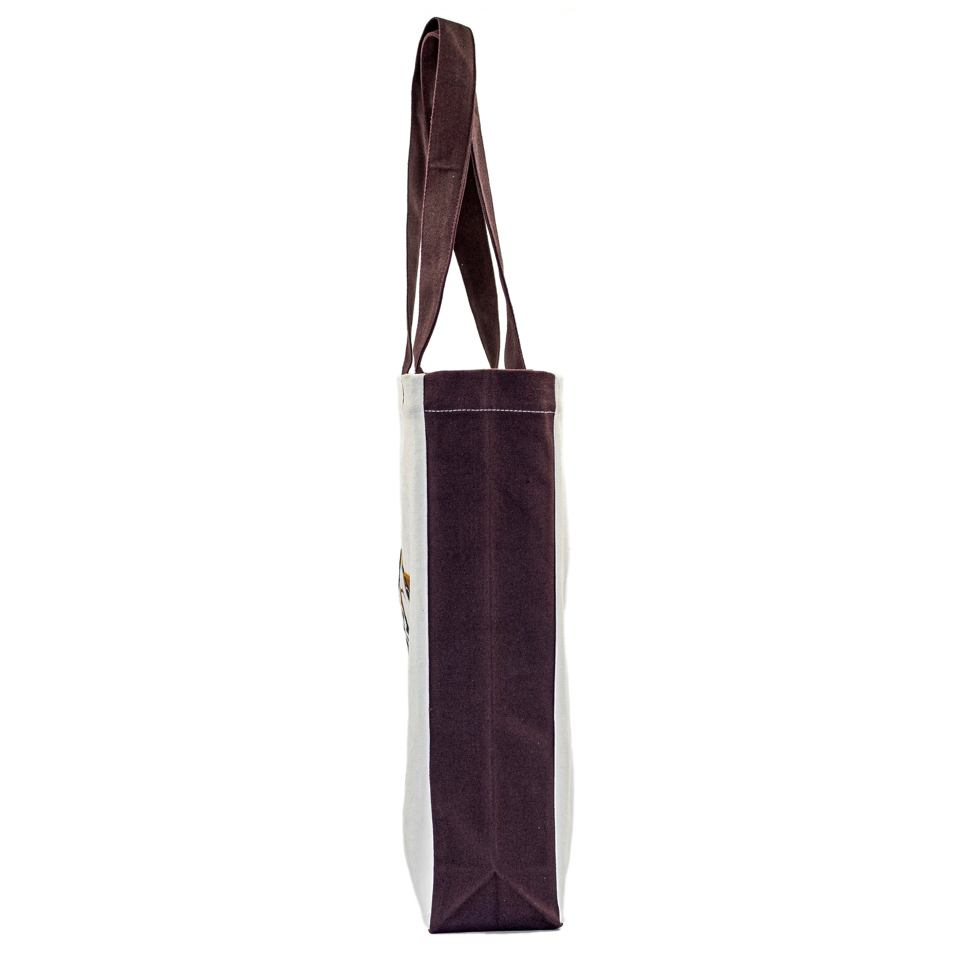 Carry Chic Tote Bag with white canvas body and brown handles by Serene Vogue