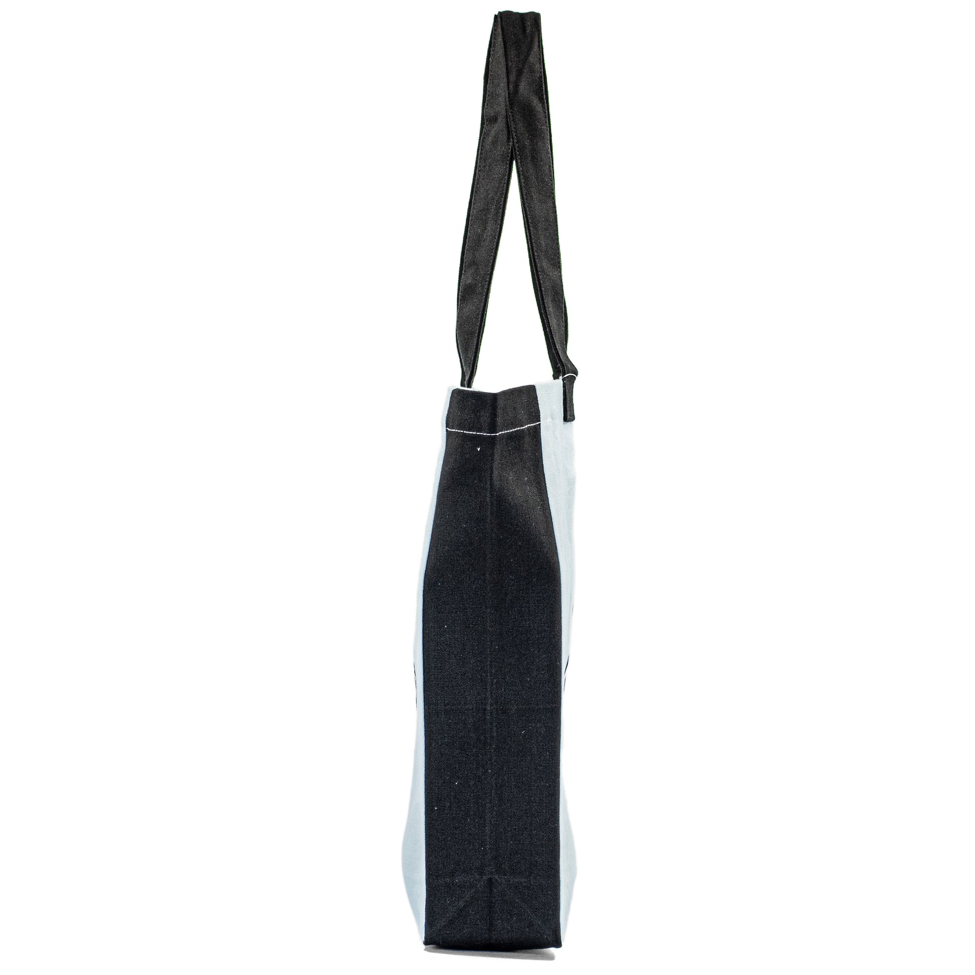 Panda Prowl Tote Bag with panda print and black canvas handles by Serene Vogue
