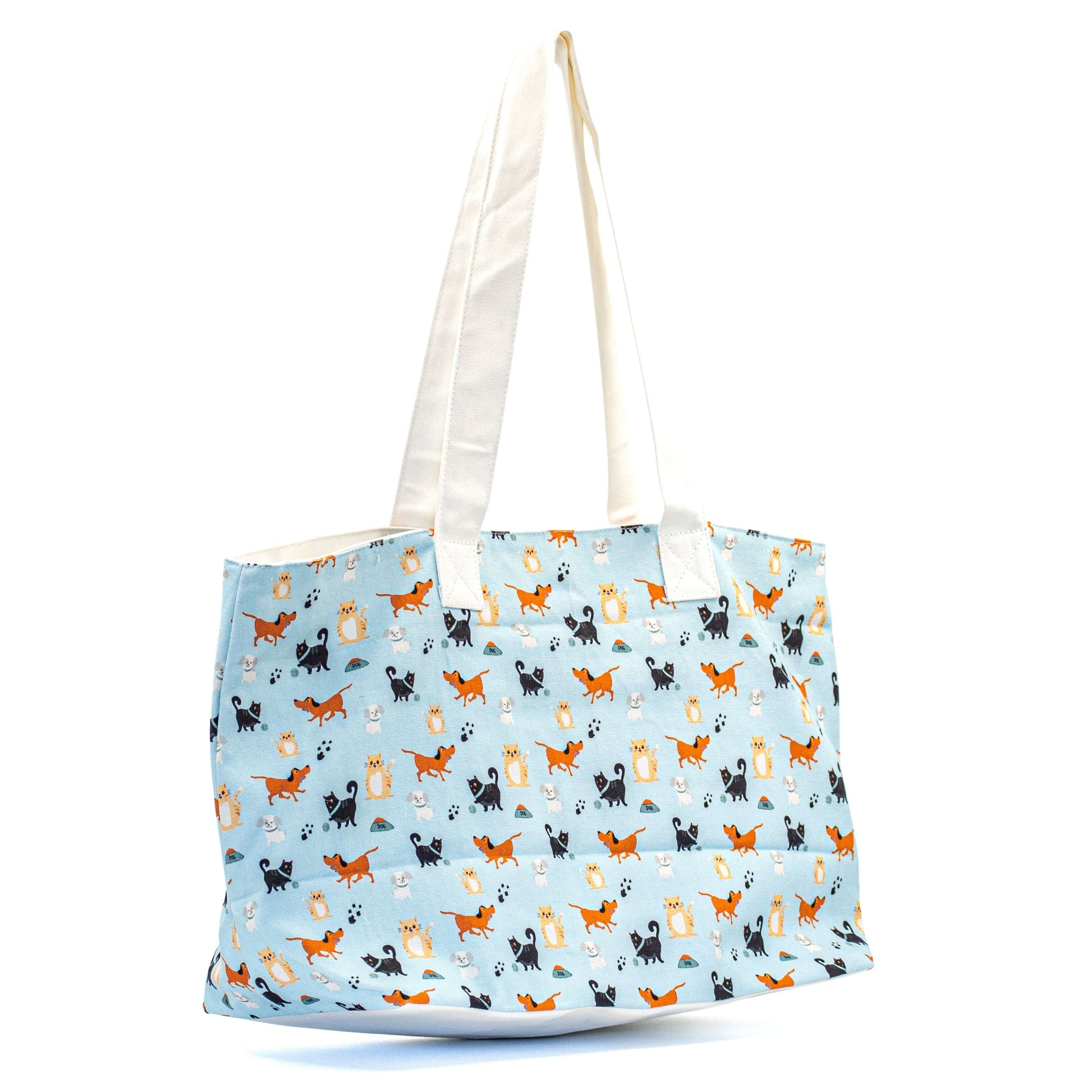 Pup Parade Cat Couture Shoulder Bag with dog and cat parade print by Serene Vogue