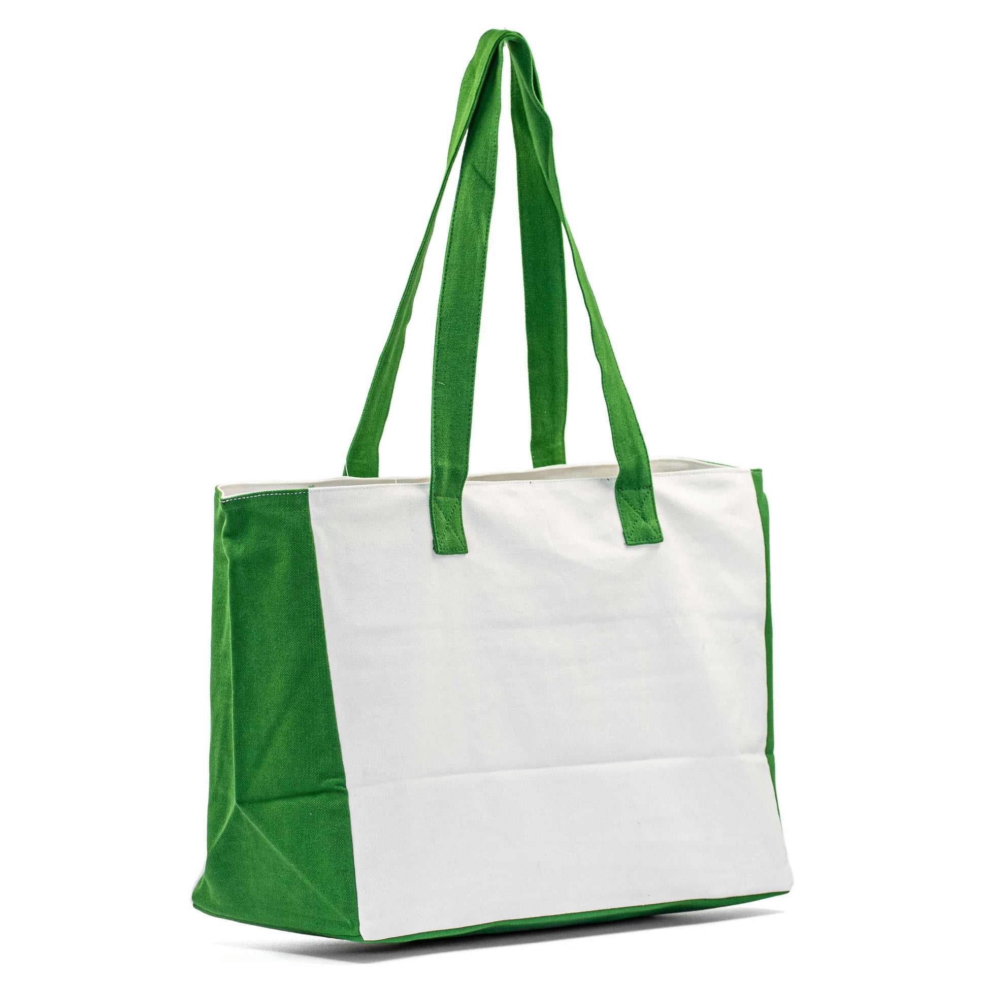 Eco Chic Shopper Bag with green accents and sustainable canvas by Serene Vogue
