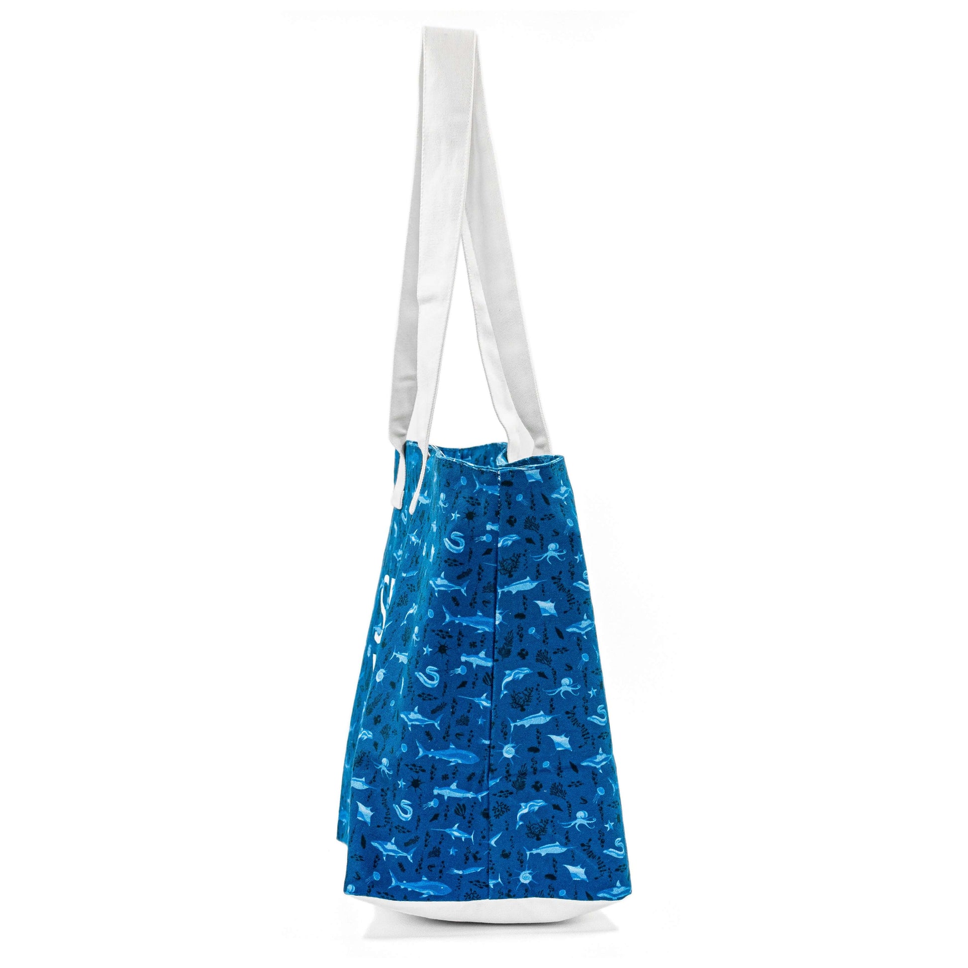 Aqua Dolphin Carry-all Bag featuring ocean-blue dolphin print by Serene Vogue
