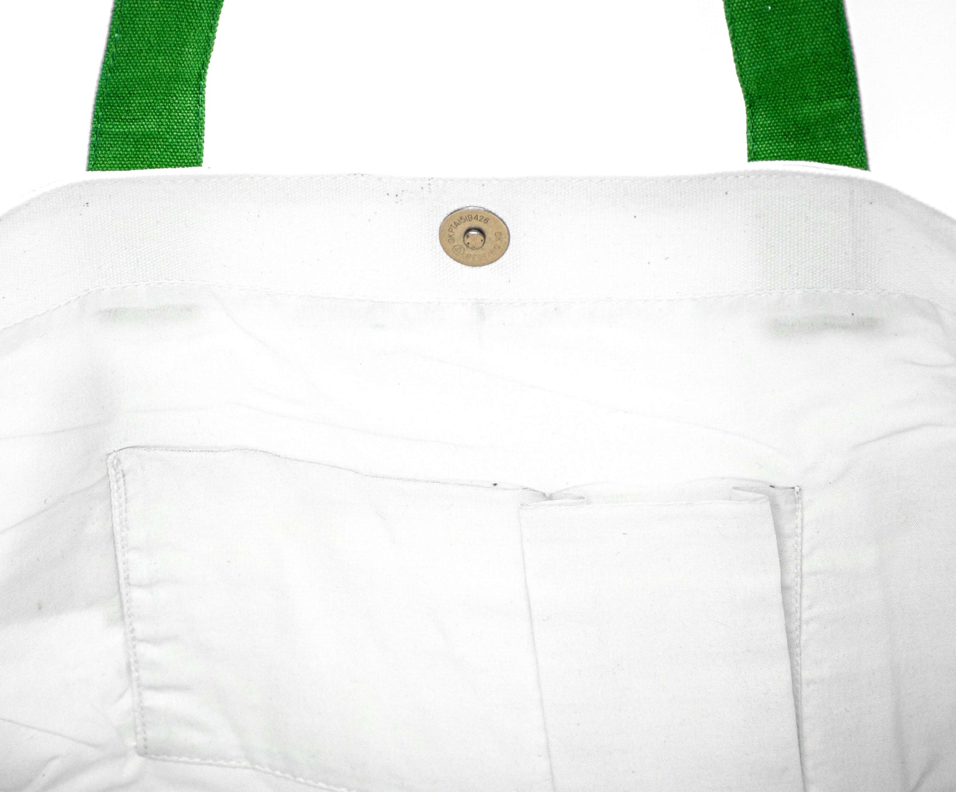 Eco Chic Shopper Bag with green accents and sustainable canvas by Serene Vogue