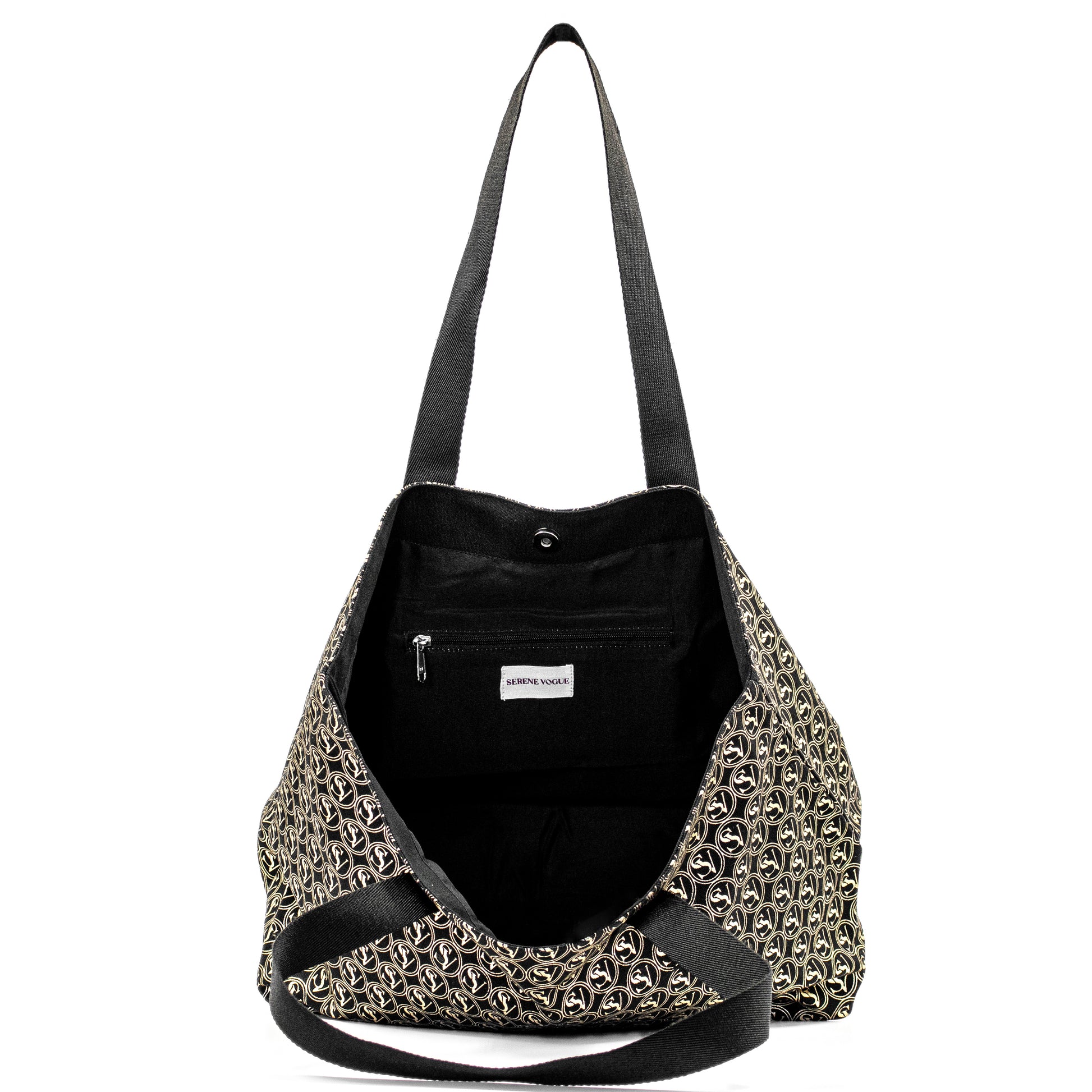 Lux Carry All Bag with Serene Vogue logo and canvas build, perfect for shopping and travel
