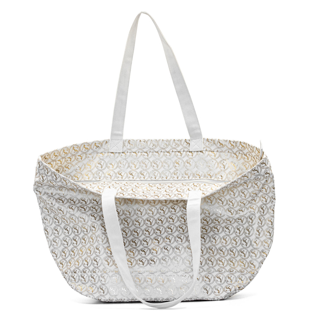 Silent Giant Carryall Bag with gold SV pattern and basket shape by Serene Vogue