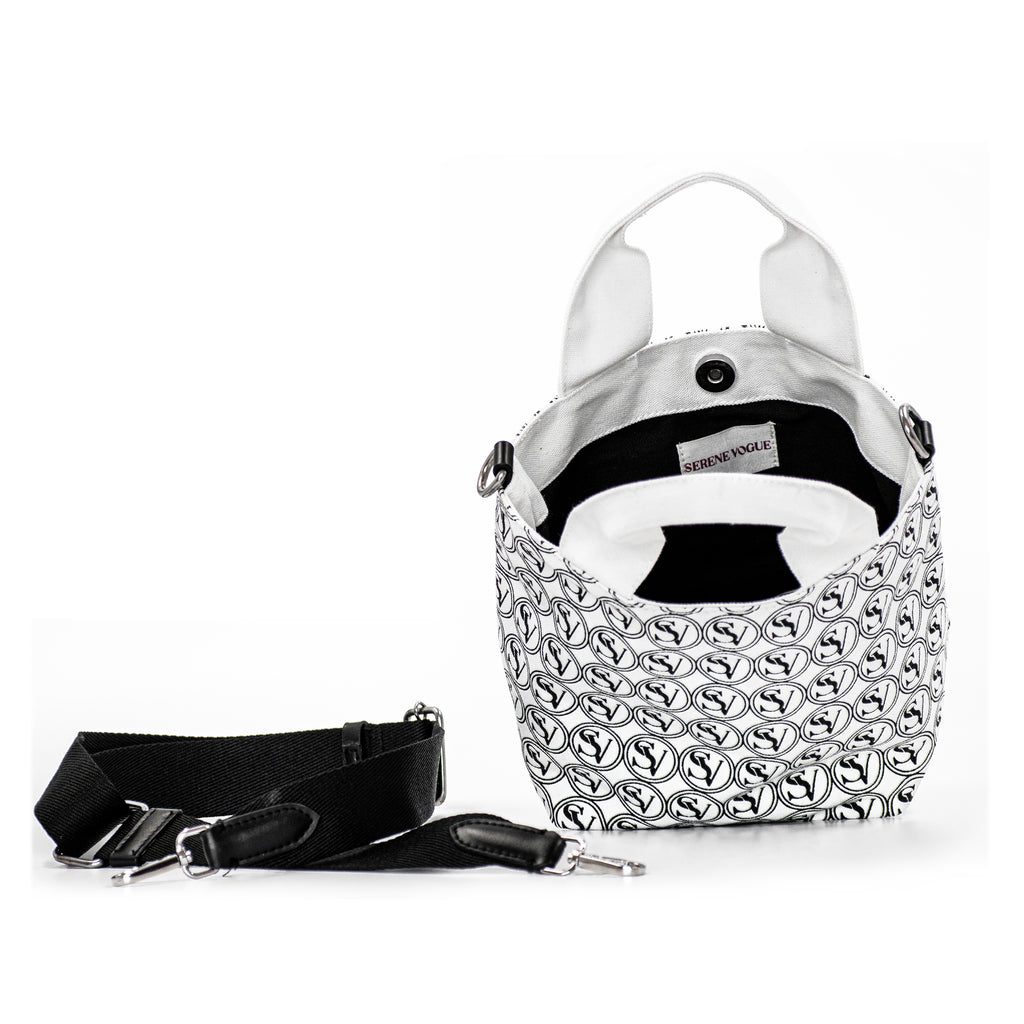 Vogue Street Crossbody Bag with basket design and bold Serene Vogue logo