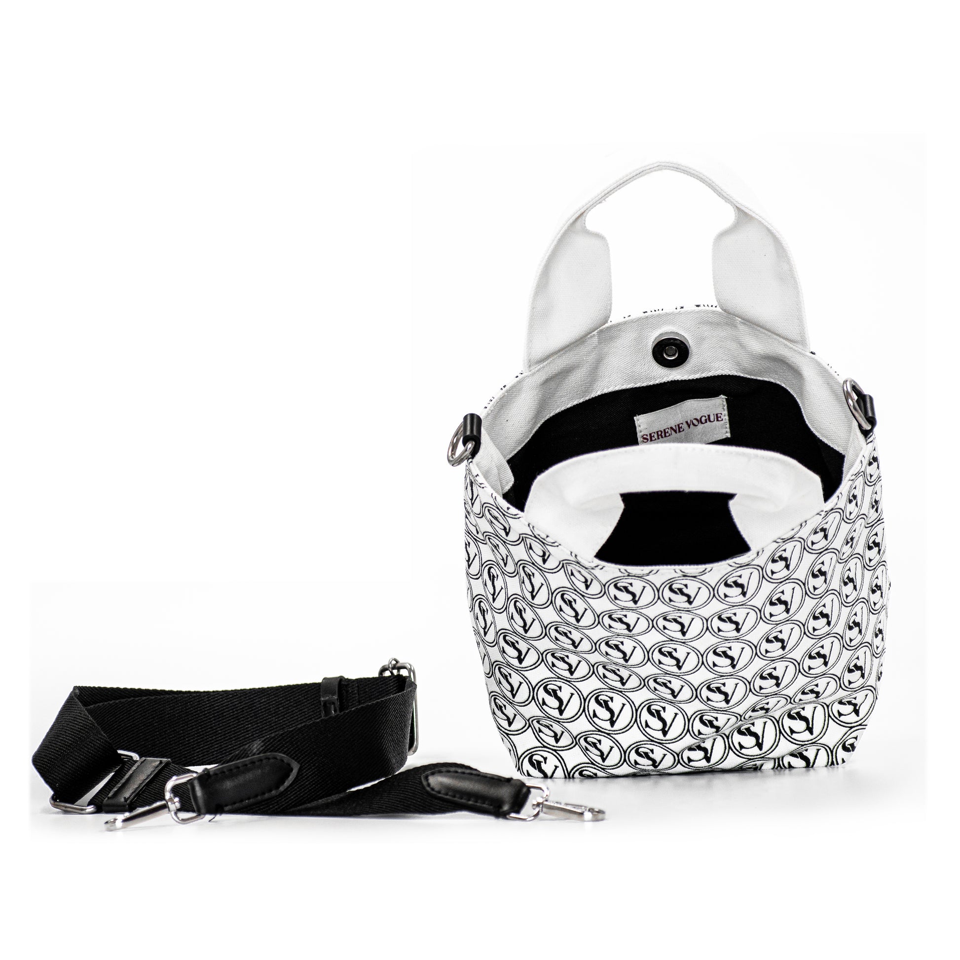 Vogue Street Crossbody Bag with basket design and bold Serene Vogue logo