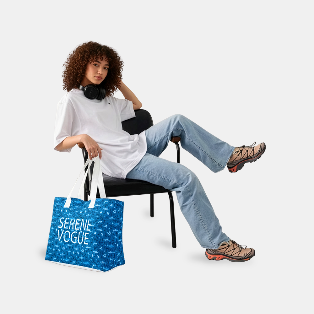 The Serene Vogue Fashion Aqua Life Shoulder Bag – durable premium canvas handbag for women, designed in Vancouver