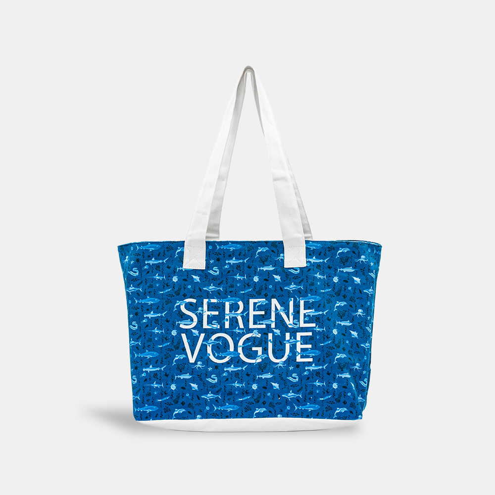 The Serene Vogue Fashion Aqua Life Shoulder Bag – durable premium canvas handbag for women, designed in Vancouver