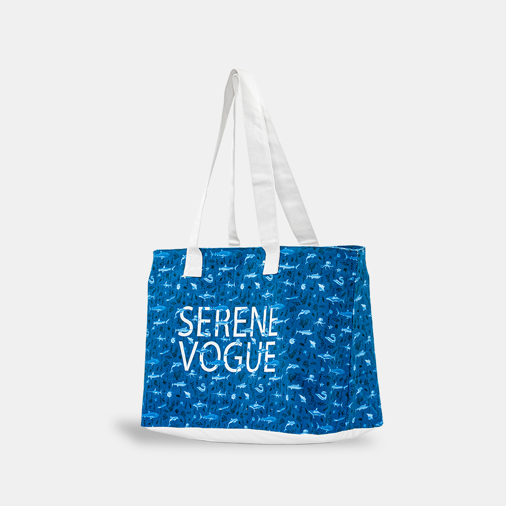 The Serene Vogue Fashion Aqua Life Shoulder Bag – durable premium canvas handbag for women, designed in Vancouver